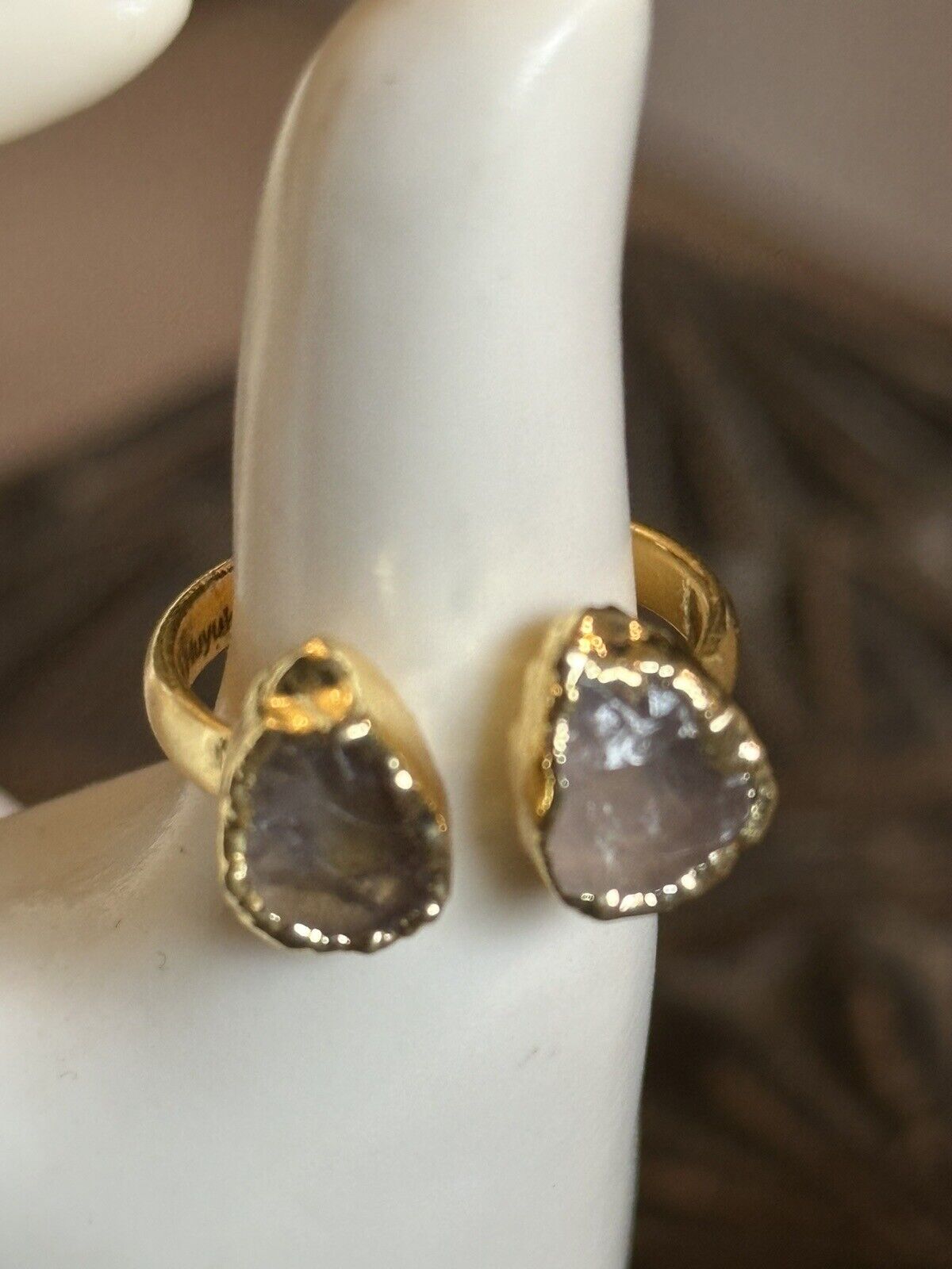 Sera Huyuk 18k Gold Vermeil Etruscan Raw Grey Pink Tanzanite Ring