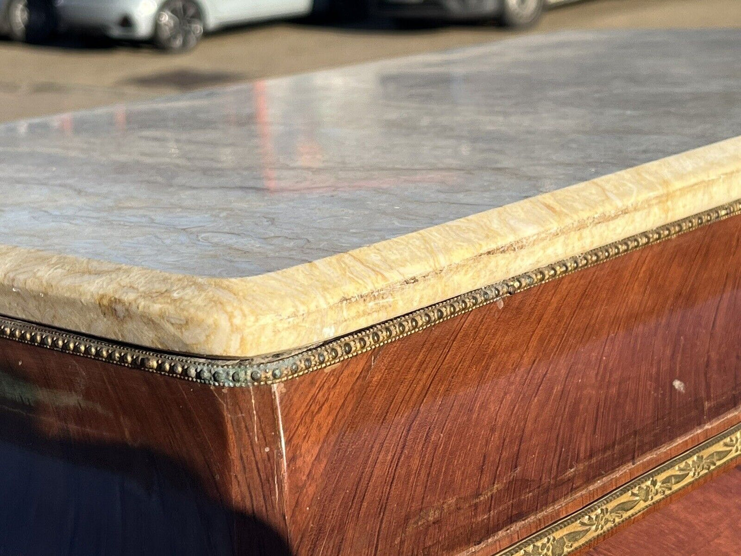 French Style Drinks Cabinet With Ormolu, Marble & Painted Decoration