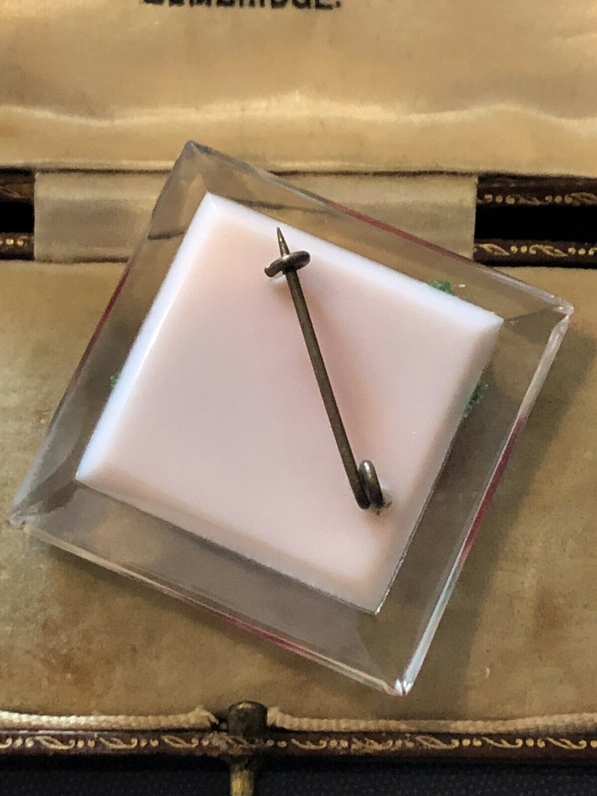 Vintage Reverse Carved Rose Acrylic Lucite Brooch