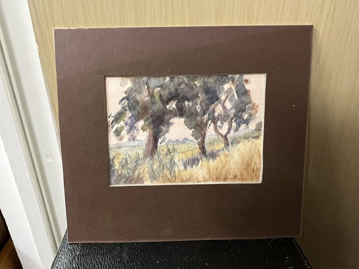Signed Watercolour By Enid Fairhead. " Edge Of The Field "