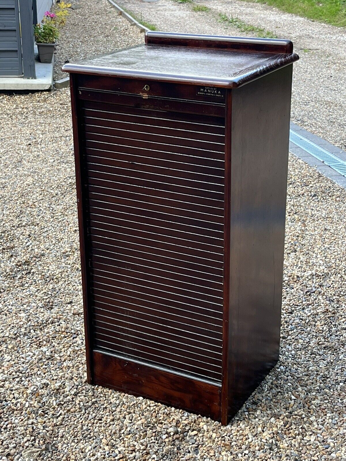 Filing Cabinet. Collectors Cabinet. With 9 Drawers And Tambour Roll Front.