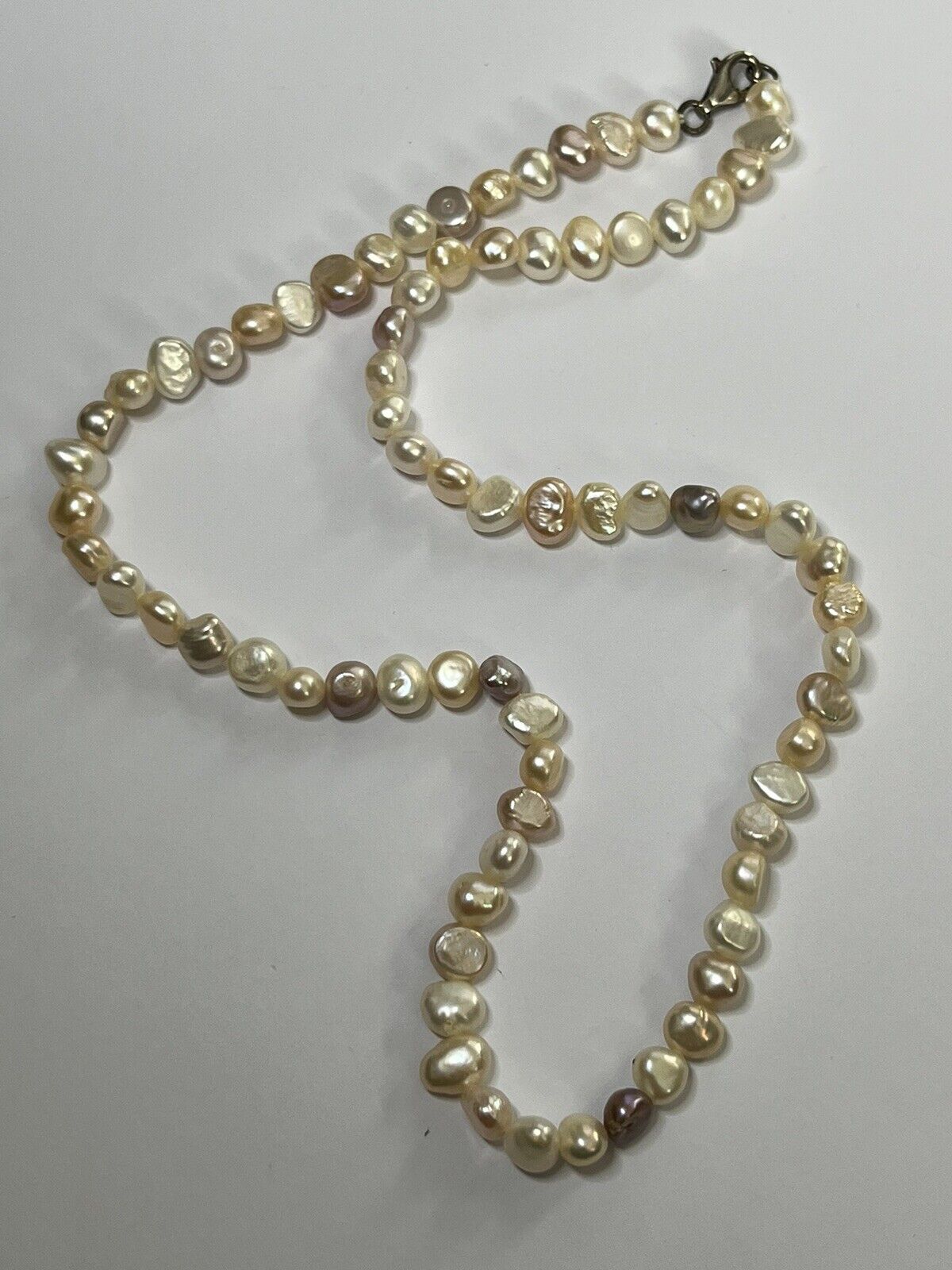 Vintage Freshwater Pearl Grey White Pink Silver Clasp