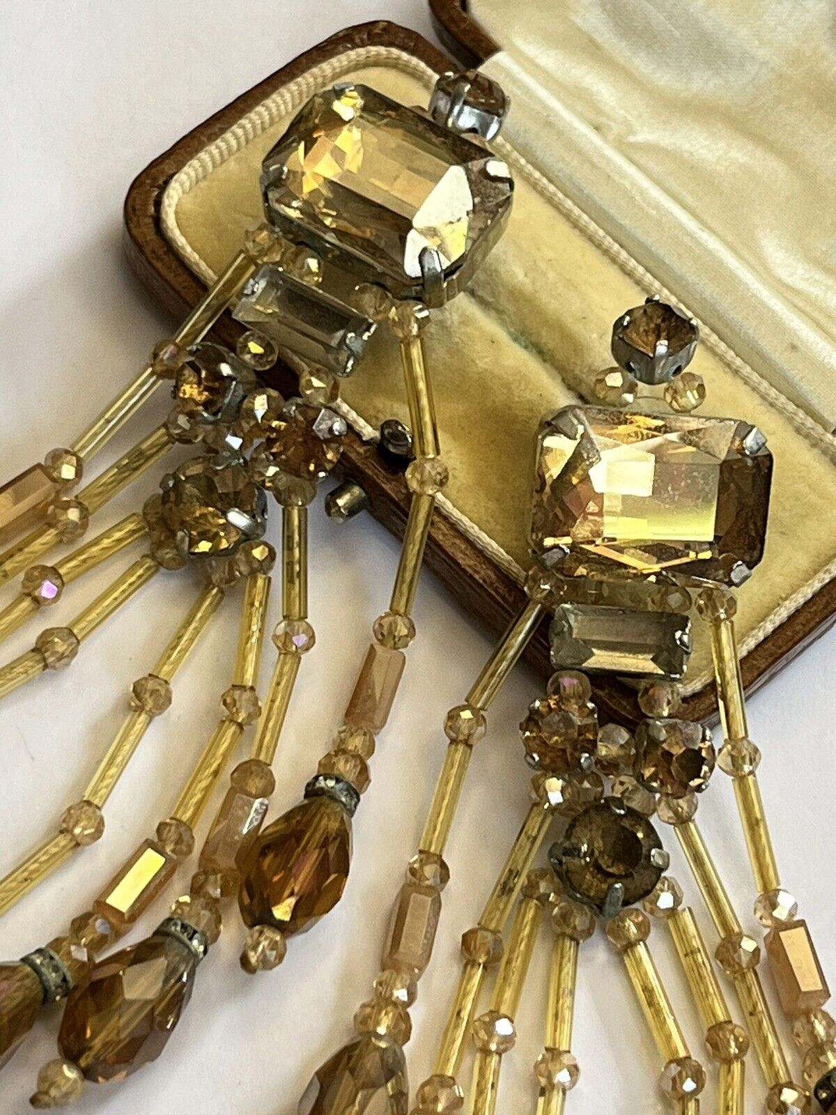 Vintage Beaded Long Length Drop Earrings