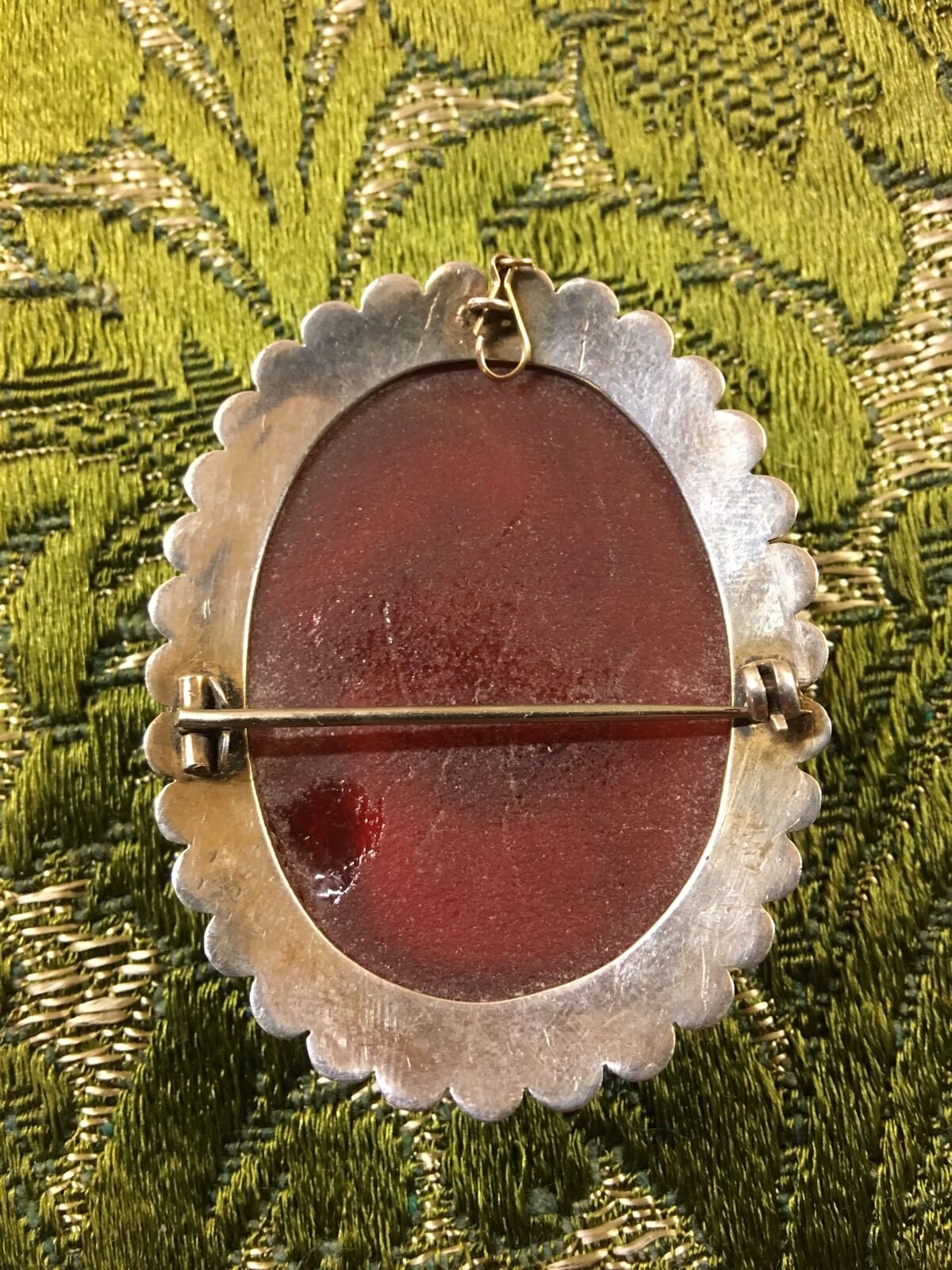 Stunning Vintage/Antique Silver And Glass Cameo Brooch