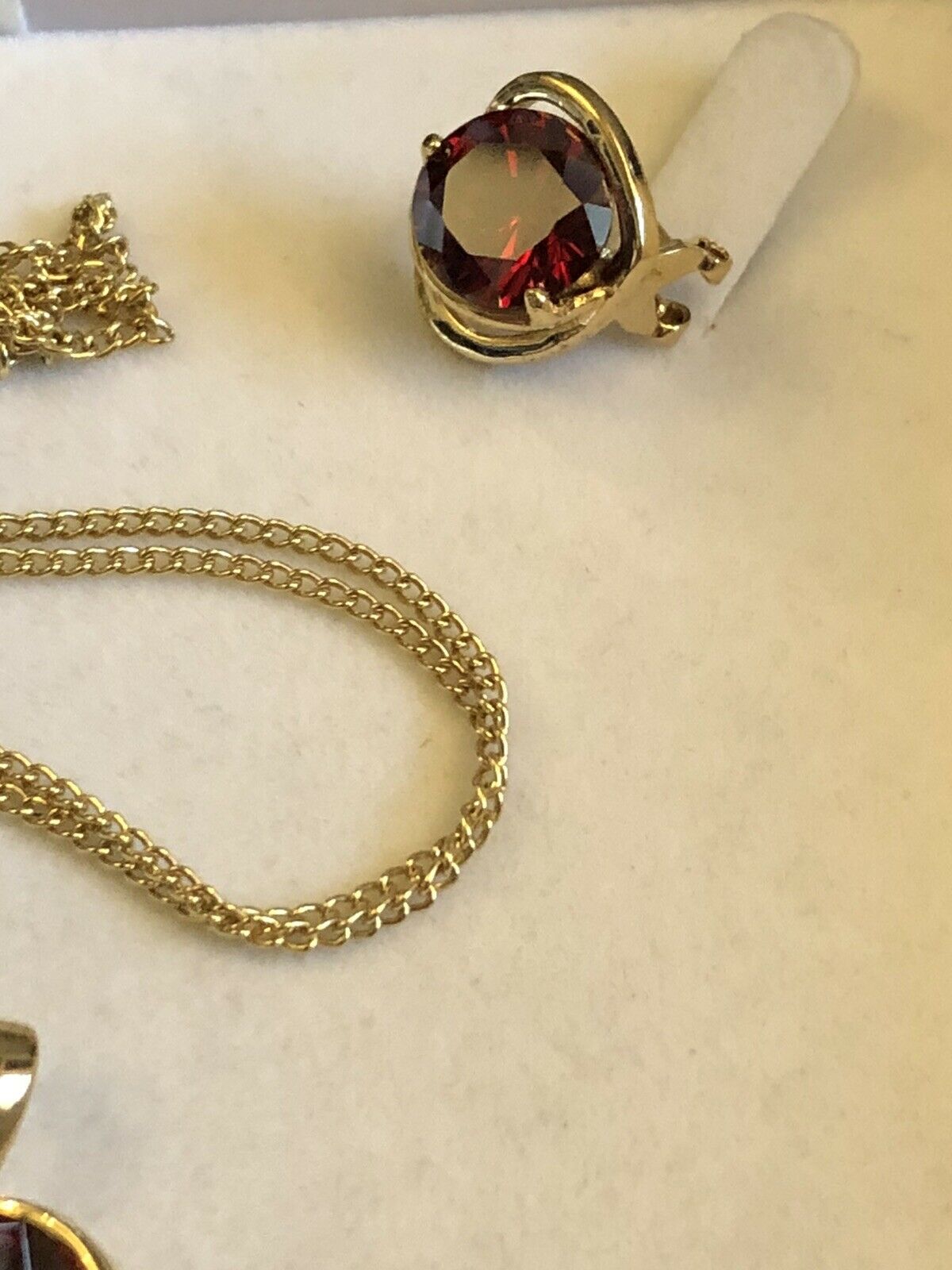 Vintage Hearts Gold Plated Red Stone Necklace And Earring Set