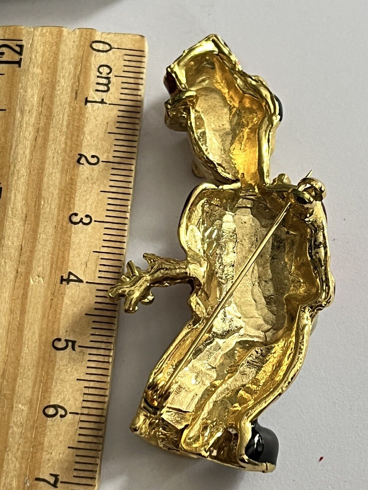 Vintage Gold Tone Enamel Red Clown Brooch
