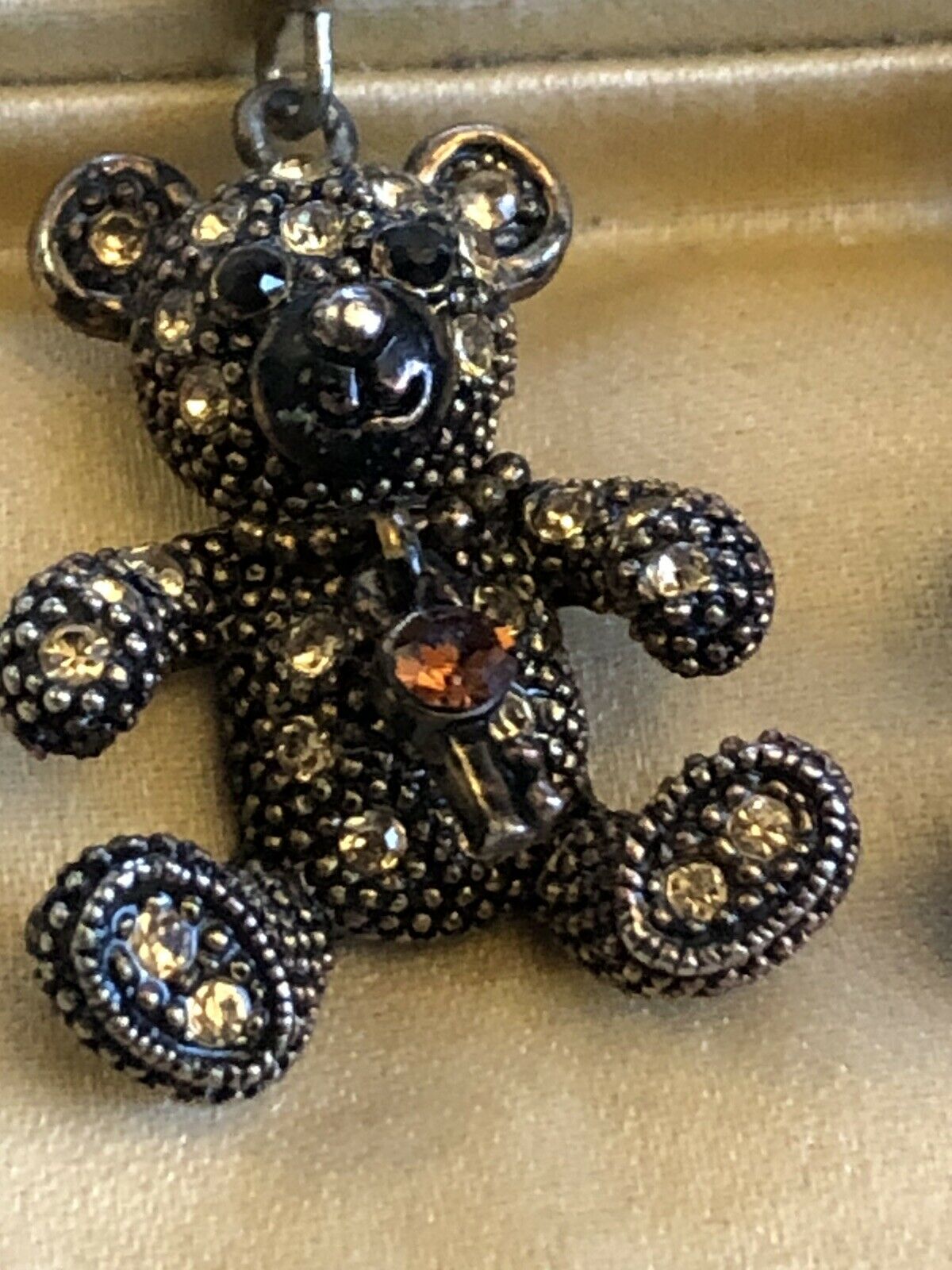 Vintage Teddy Bear Diamanté Earrings
