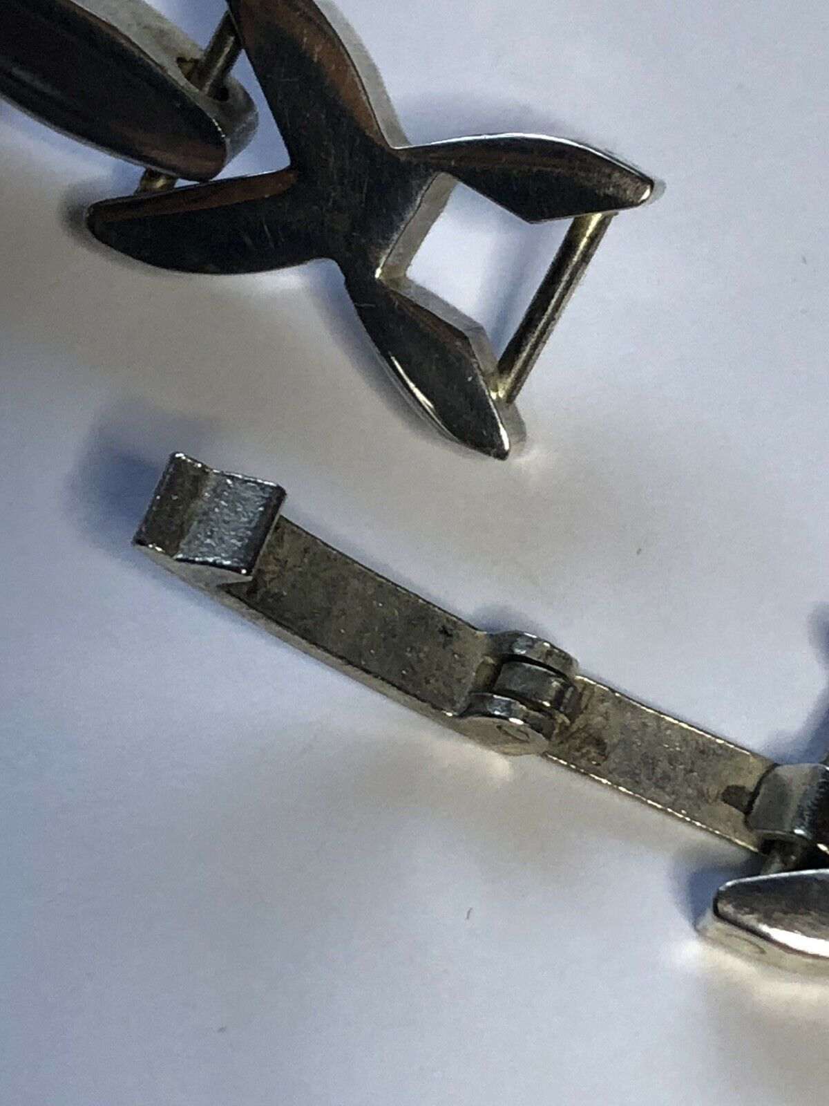 Vintage Silver Tone Modernist Crosses Necklace