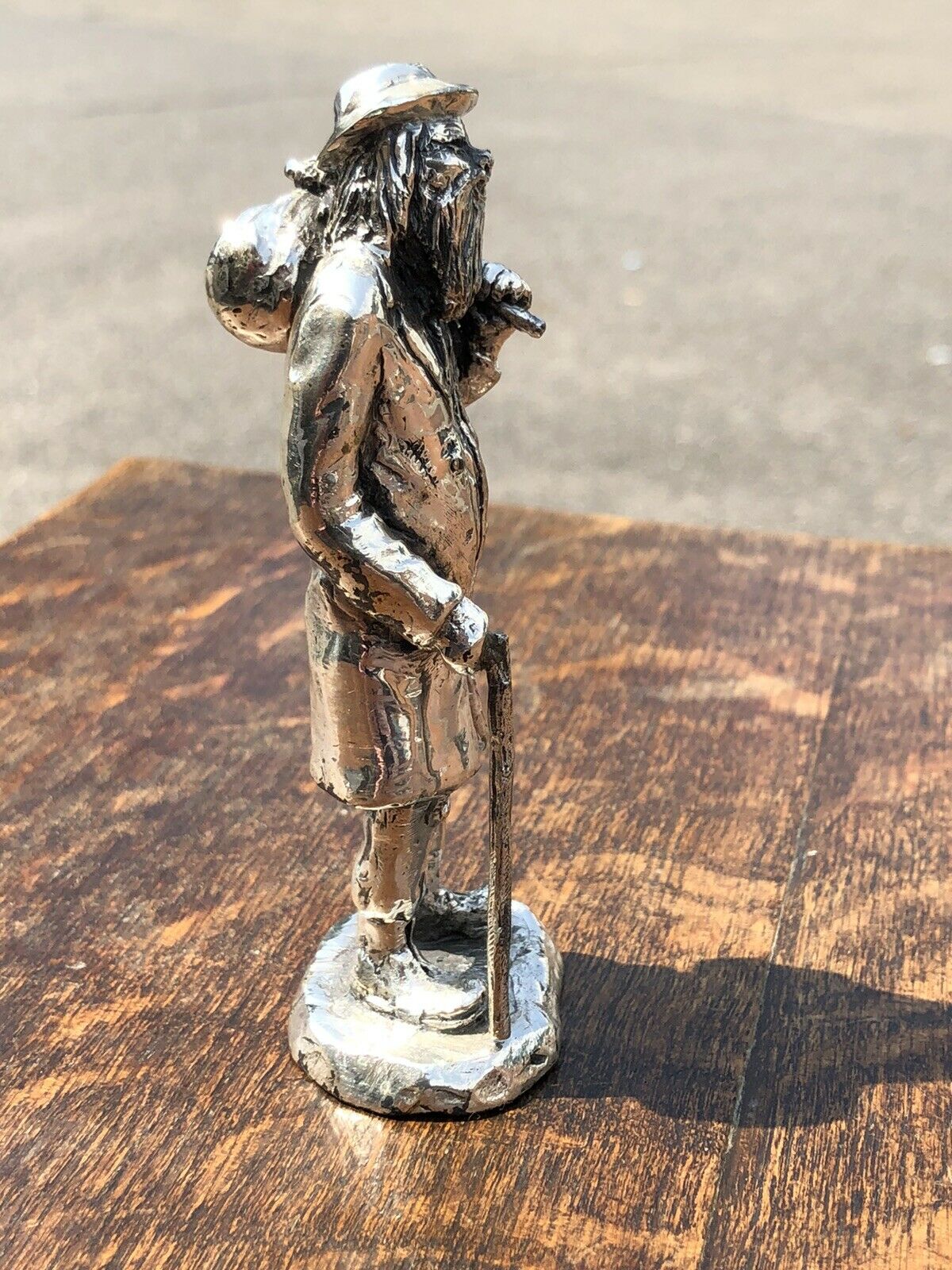 Silver Plate Figure. Homeless, Highly Detailed Figure.