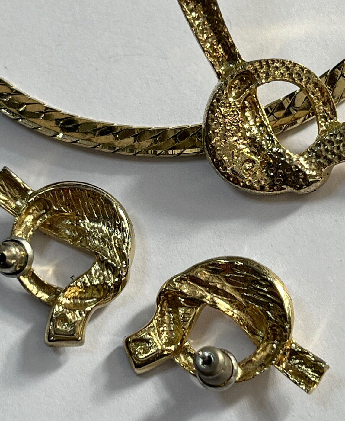 Vintage Pierre Cardin Signed Gold Plated Diamanté Necklace Earring Set