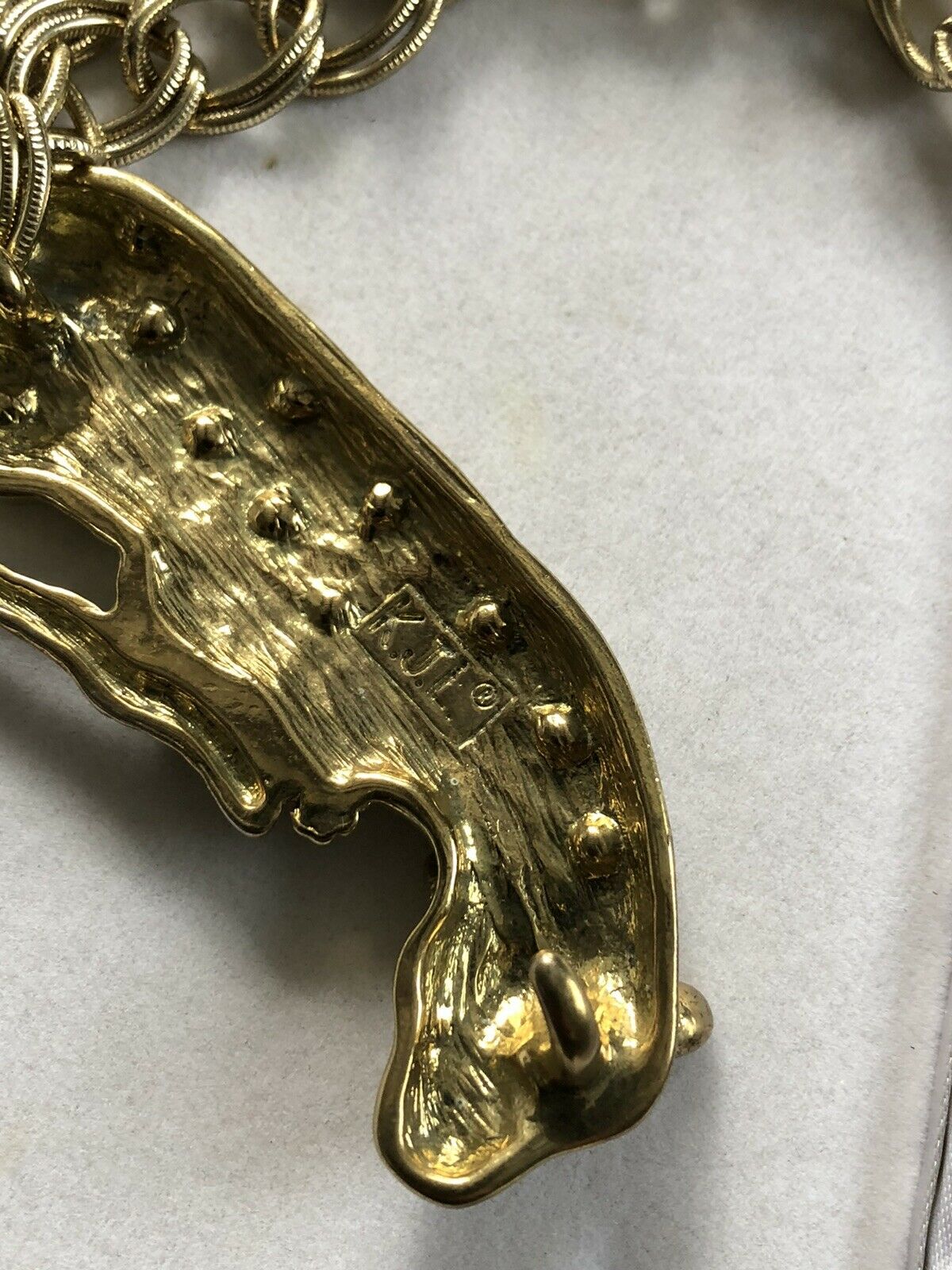 Vintage 1980s / 90s Kenneth J Lane K.J.L Panther Leopard Statement Chain Belt