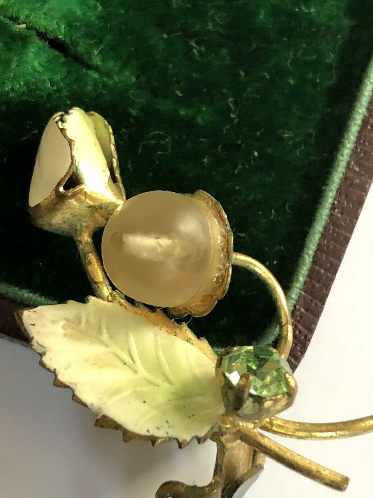 Vintage Early Enamelled Bead Flowers Clip on Earrings