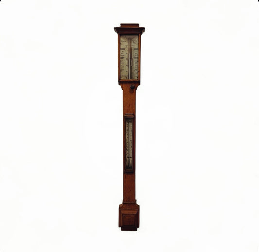 Georgian Oak Stick Barometer by C Baker of High Holborn, London.