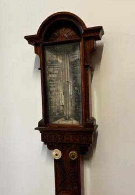 Antique Light Oak Stick Barometer. London maker