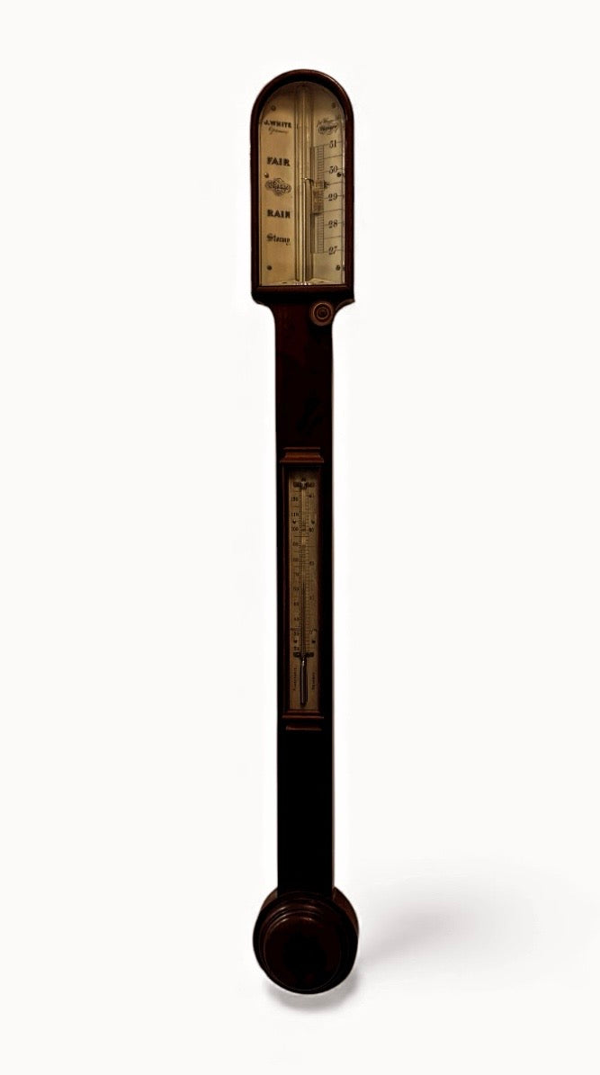 Antique Scottish Mahogany Stick Barometer By J White Of Glasgow