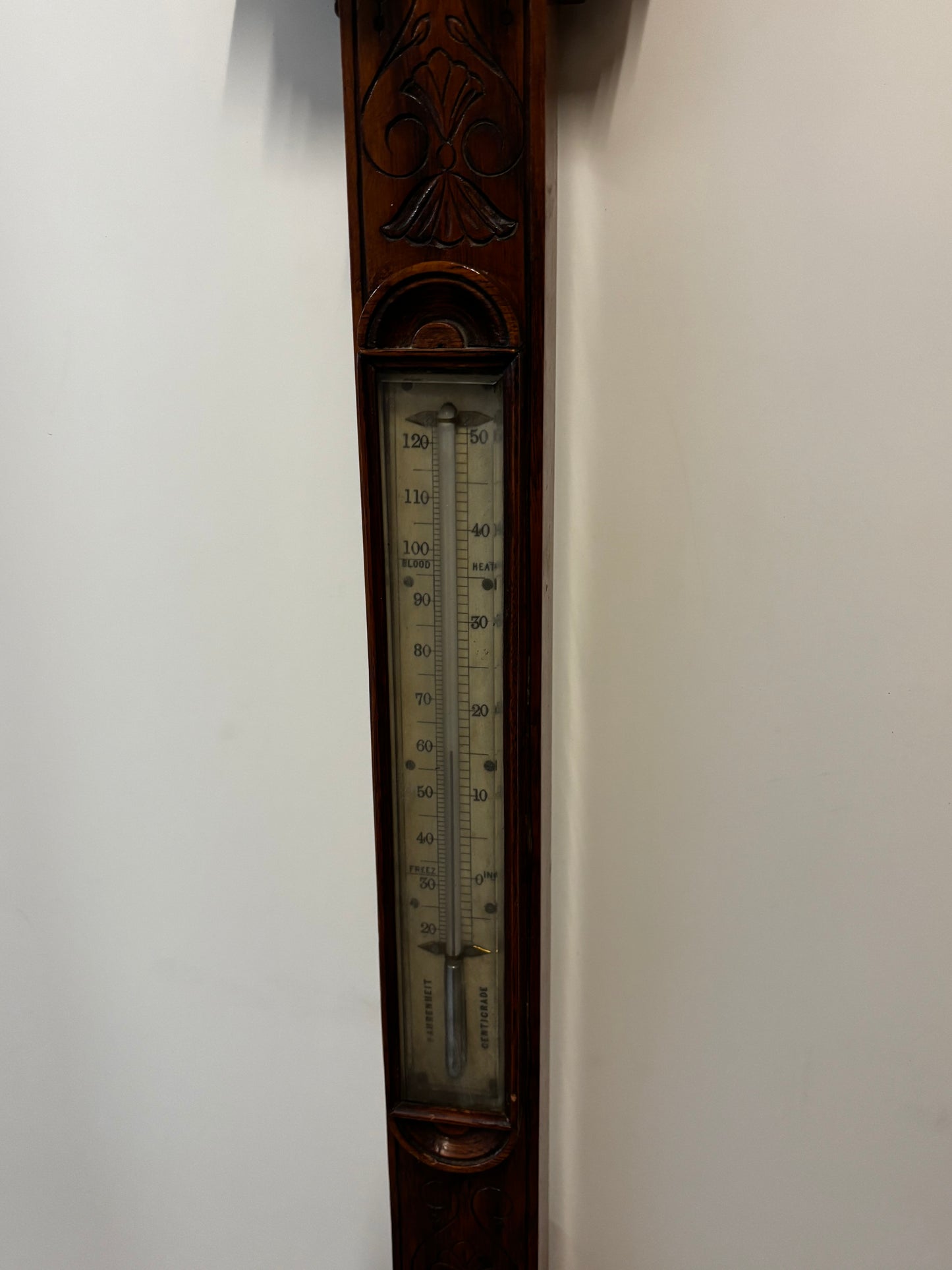 Antique Light Oak Stick Barometer. London maker