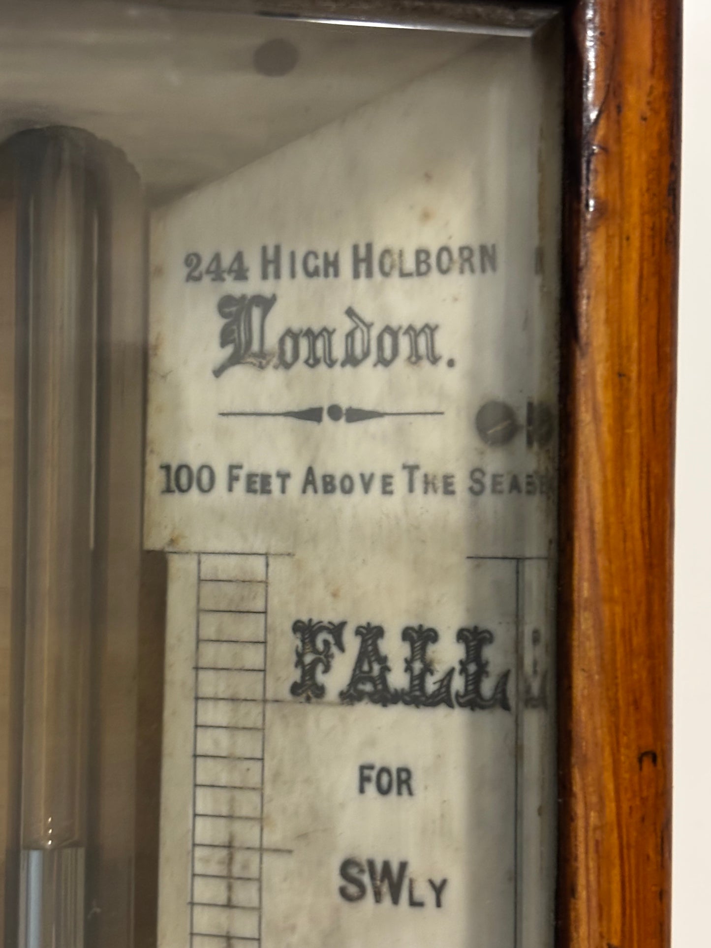 Georgian Oak Stick Barometer by C Baker of High Holborn, London.