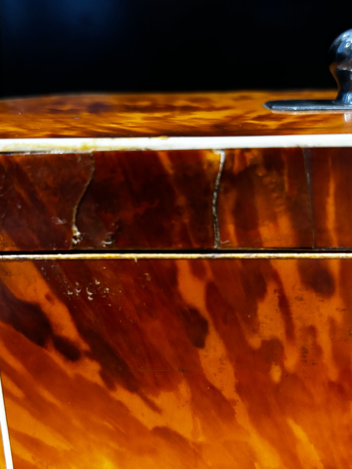 Fine English George III Blonde Tortoiseshell Tea Caddy.