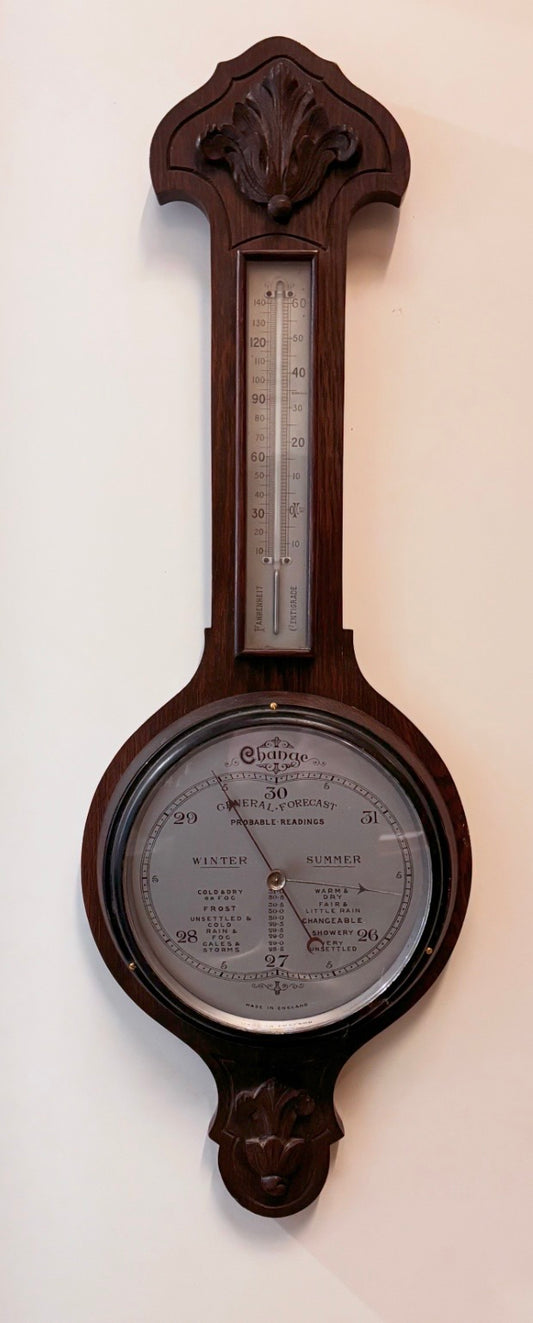 Edwardian Oak Barometer