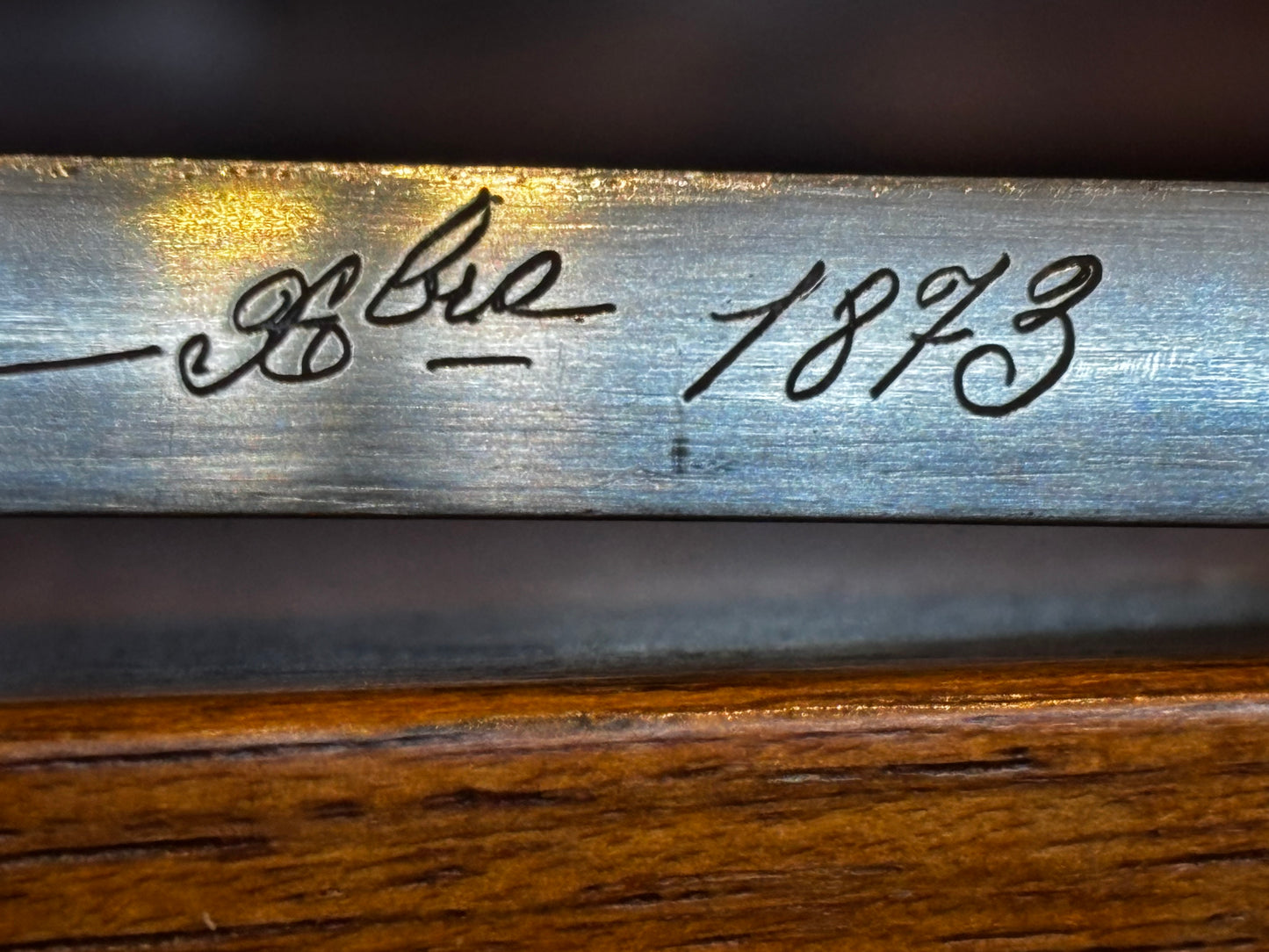 Victorian French Bayonet, dated 1873 matching numbers sheaf.