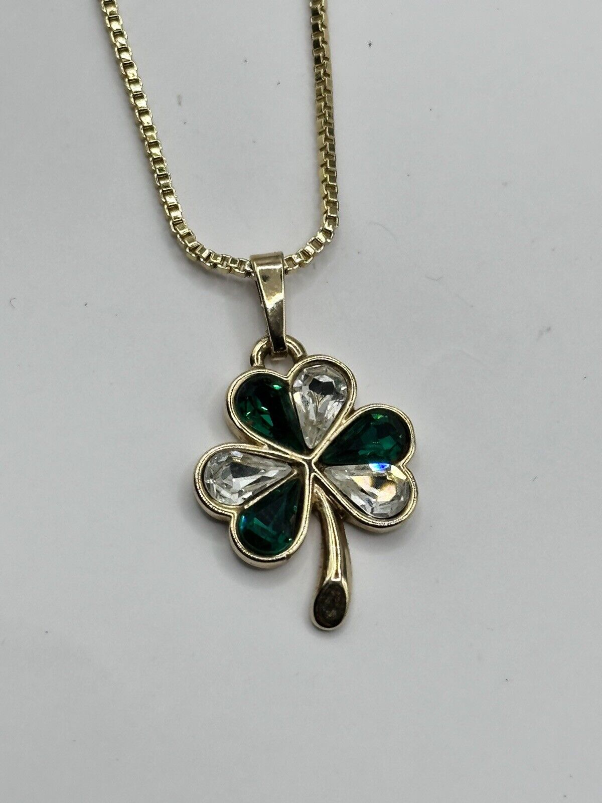 Vintage Sol D’Or Gold Plated Shamrock Lucky Pendant Necklace