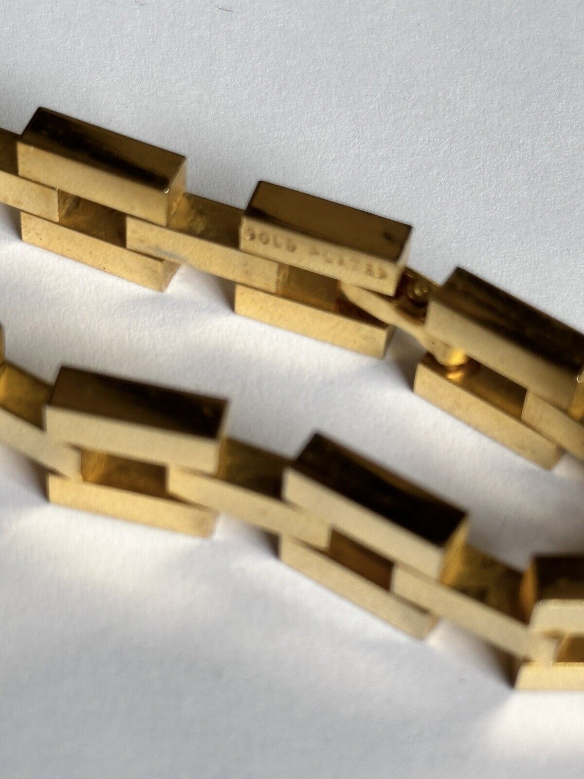 Vintage Gold Plated Substantial Geometric Bracelet