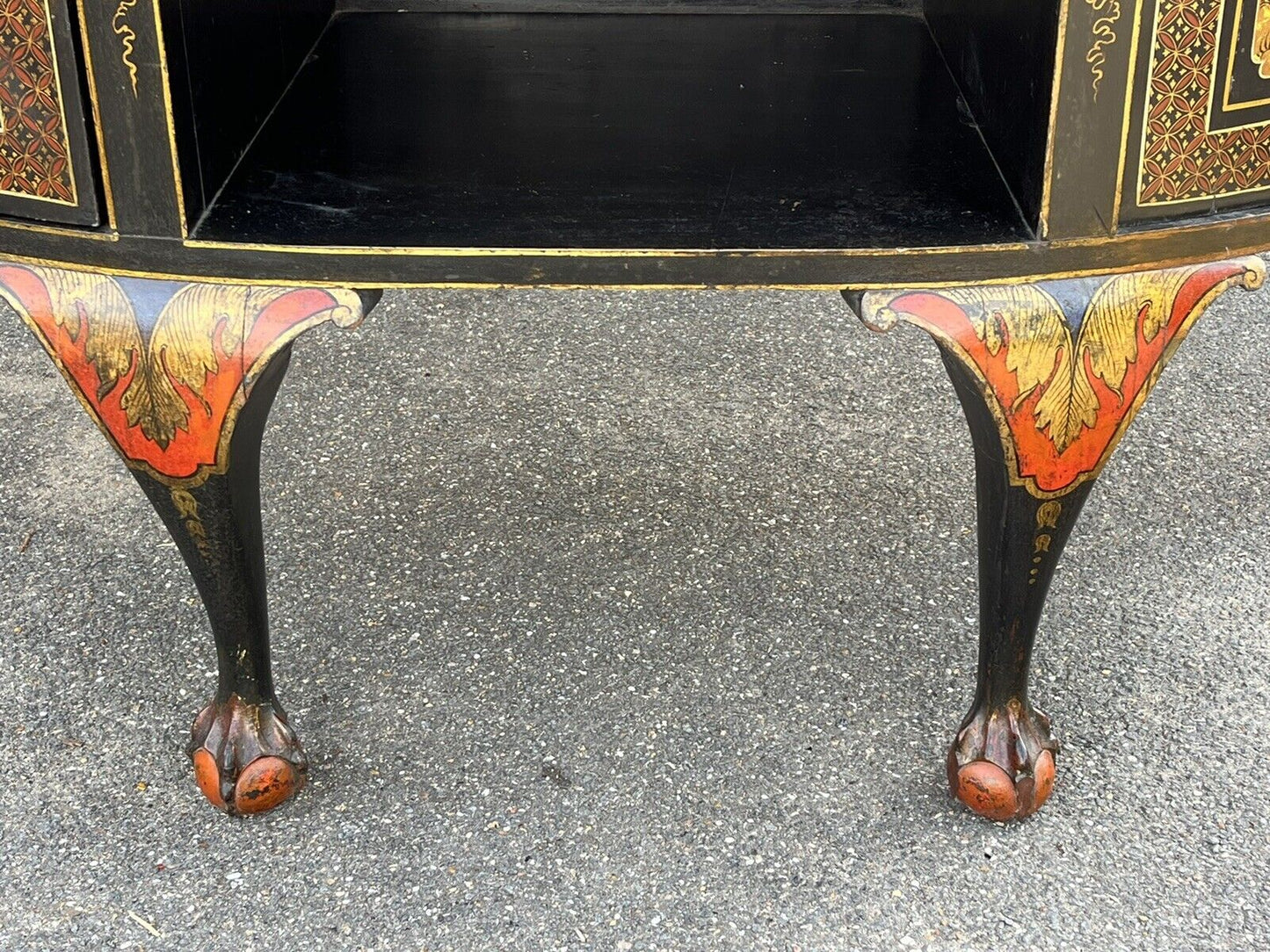 Antique Demi-Lune Chinoiserie Console Table/ Sideboard / Cocktail Cabinet.