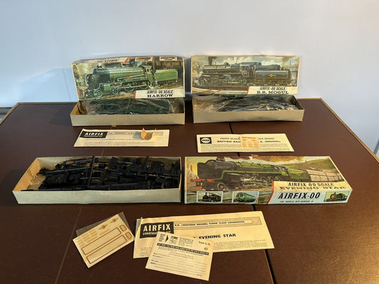 3 Vintage Boxed Airfix Train Kits:- BR MOGUL, HARROW & EVENING STAR