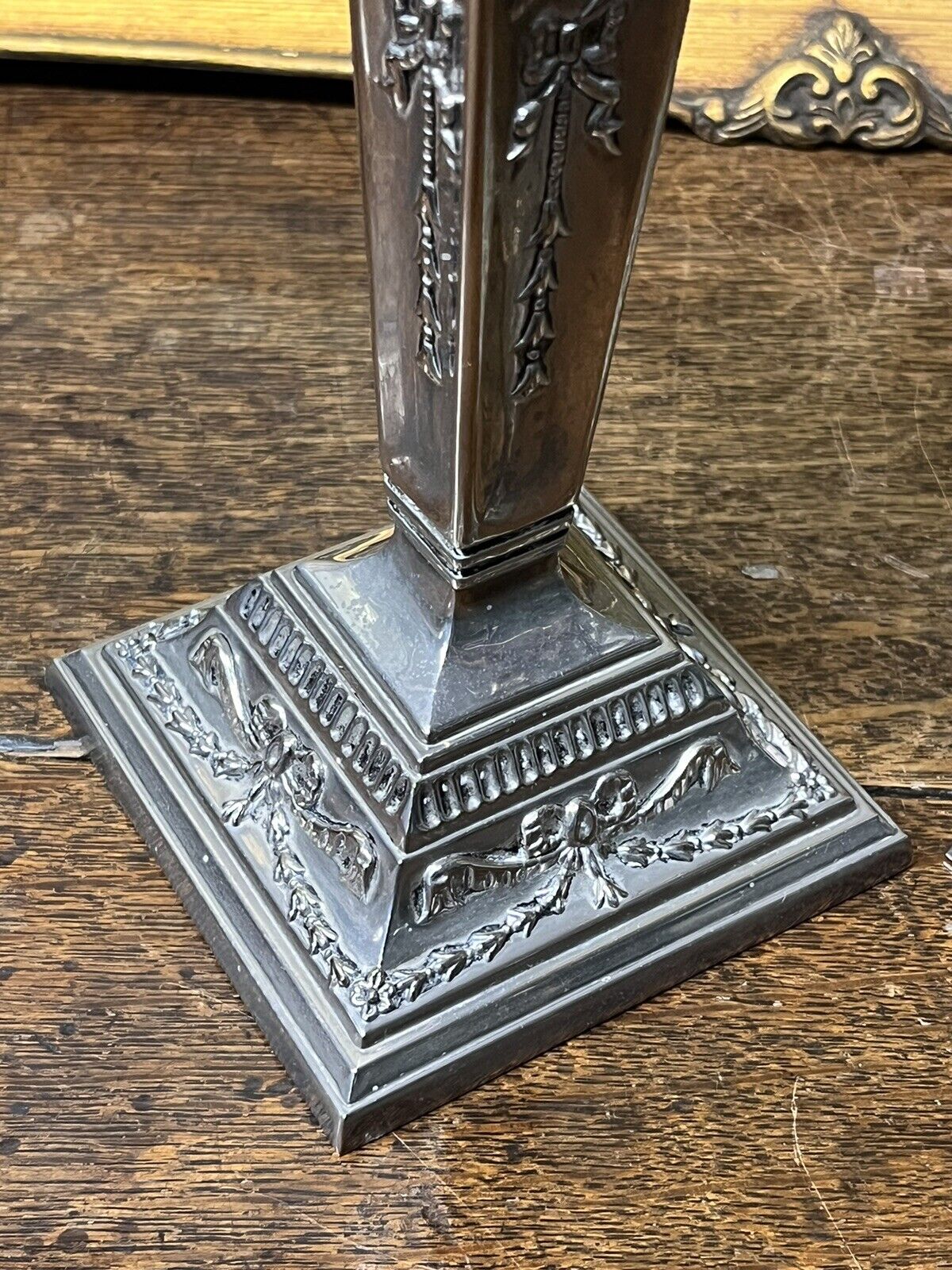 Pair Of Silver Plate Candlesticks With Original Box