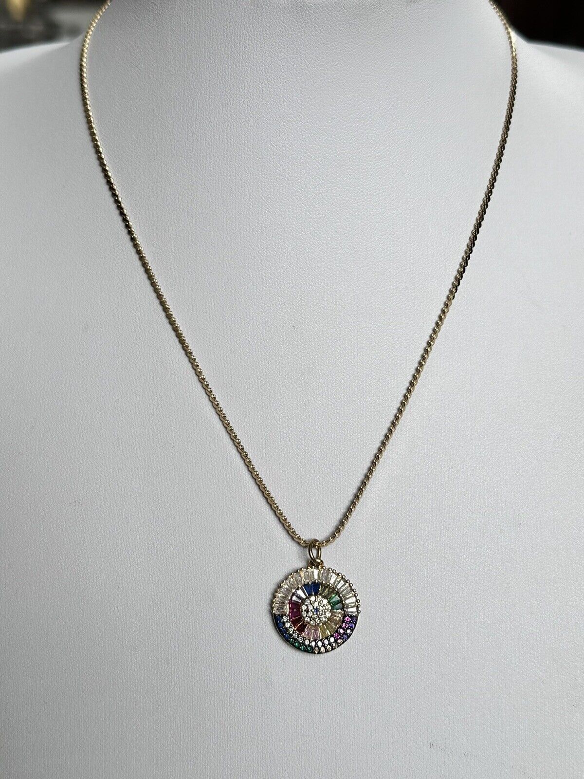 Vintage Gold Plated Multicoloured Crystal Stone Necklace