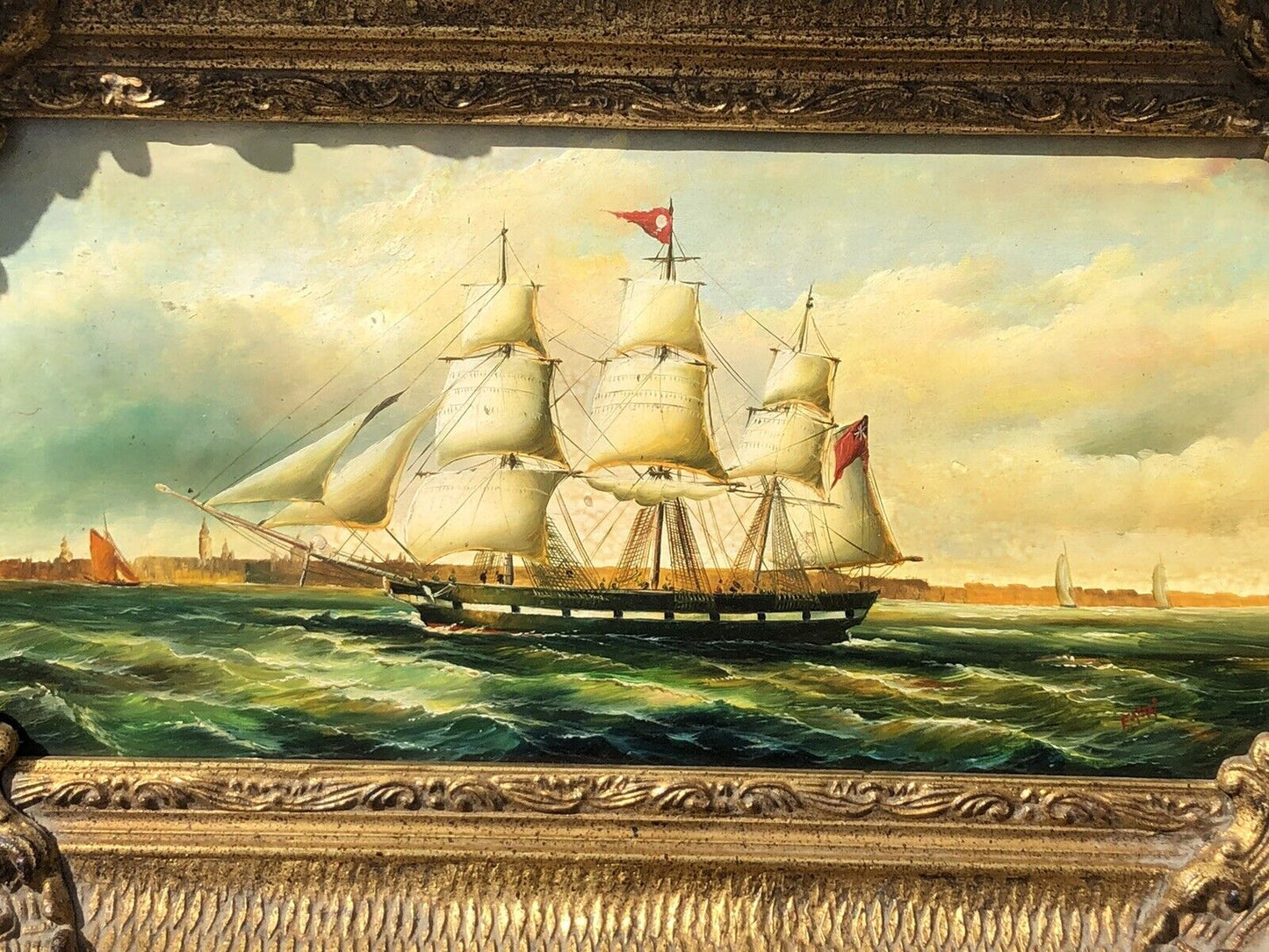 Maritime Collection Oil On Board, Telescope And Rigging