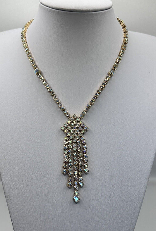 Statement Gold Plated Aurora Borealis Made With Swarovski Crystals New Old Stock