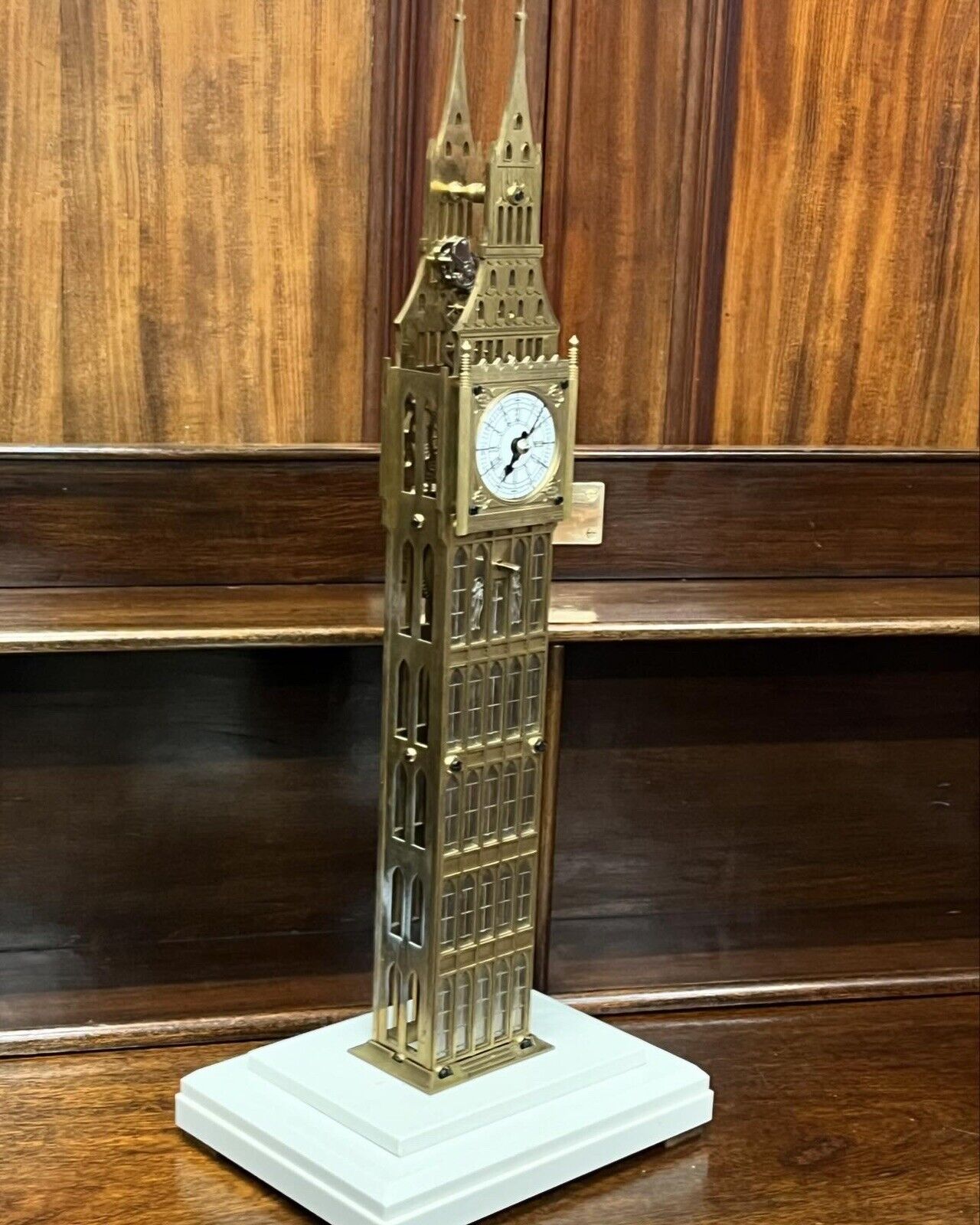 Big Ben Brass Skeleton Clock With Case And Key. LARGE IN SIZE