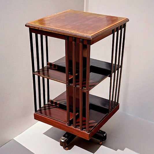 Edwardian Inlaid Mahogany Revolving Bookcase