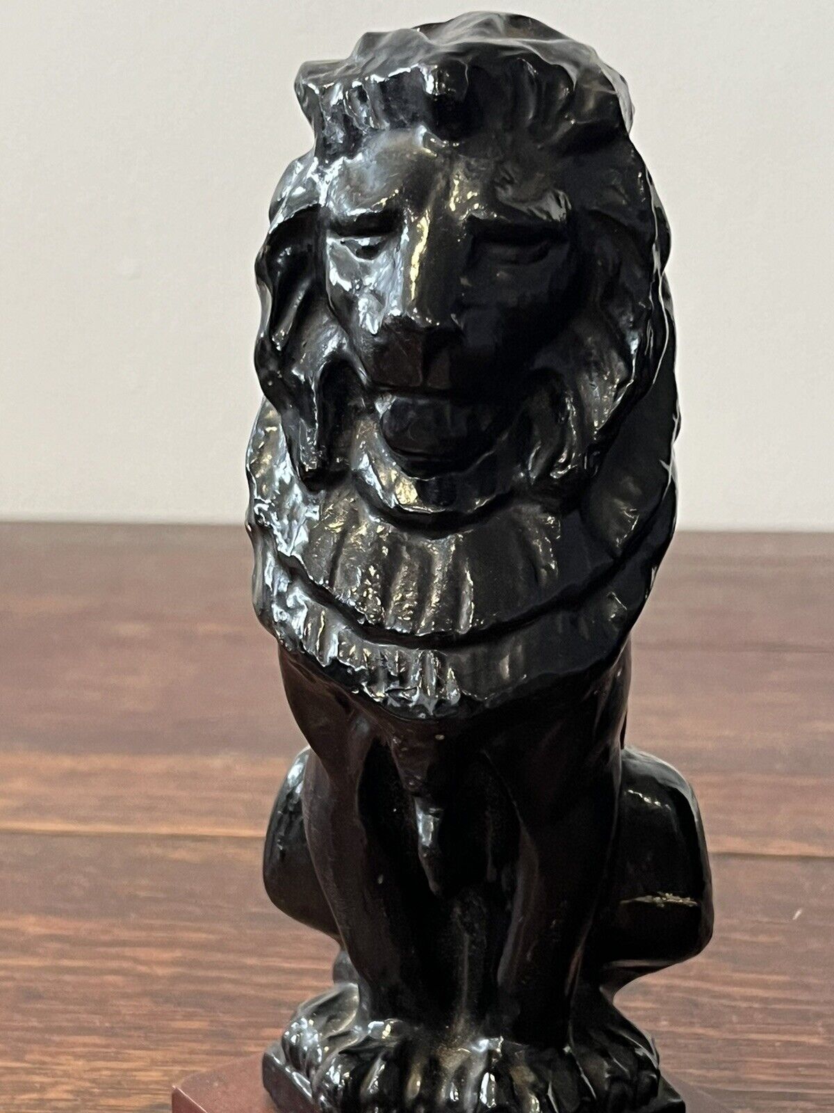 Edwardian Lion Figures On Wooden Bases