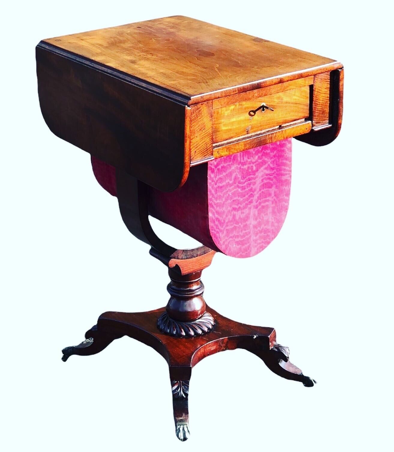 Antique Regency Mahogany Sewing Table / Workbox