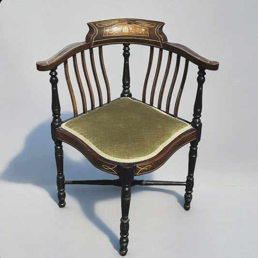 Edwardian Mahogany Armchair With Marquetry Inlay