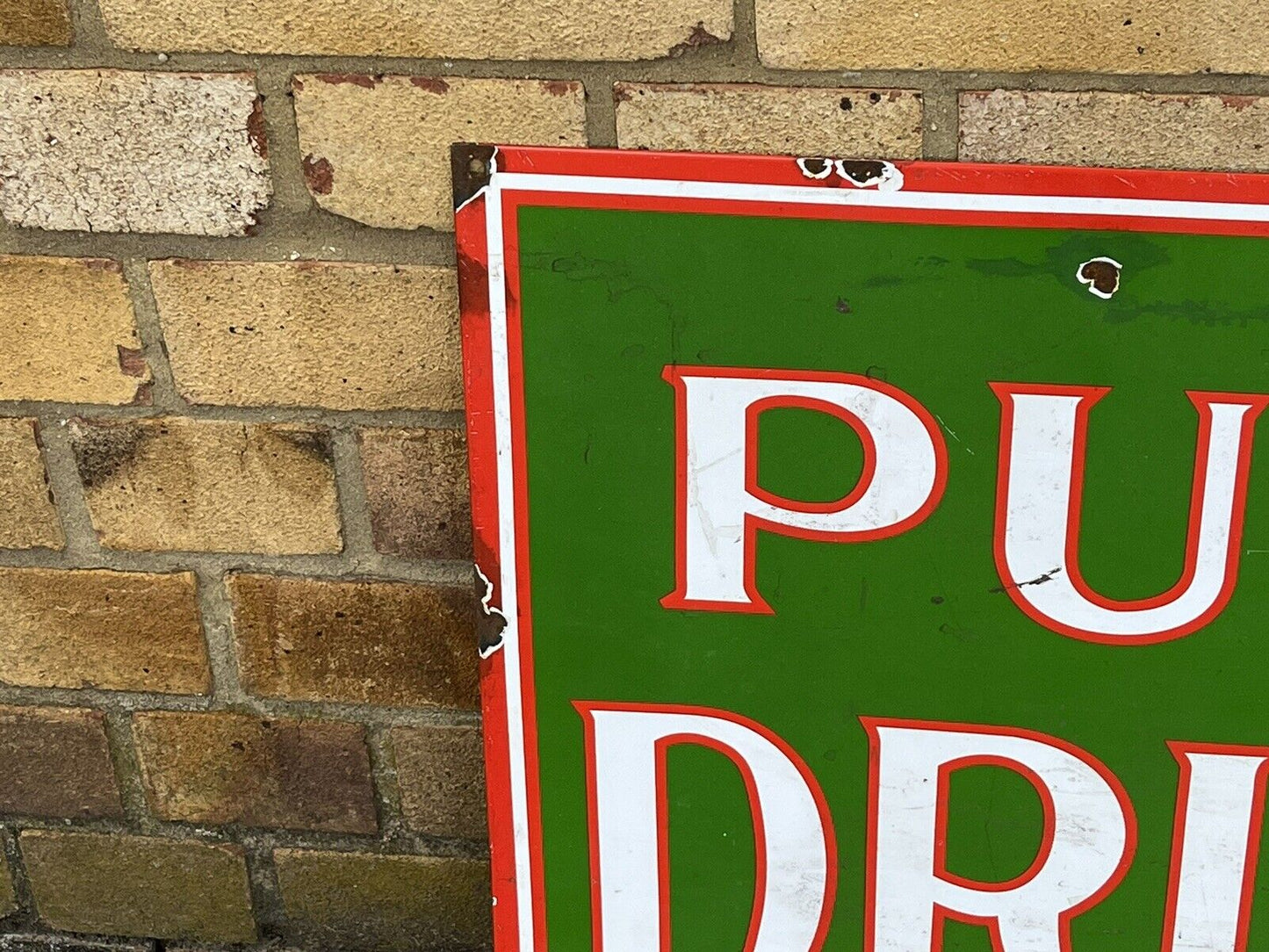 Drugstore Enamel Sign, large in size, heavy and good quality. WE SHIP WORLDWIDE