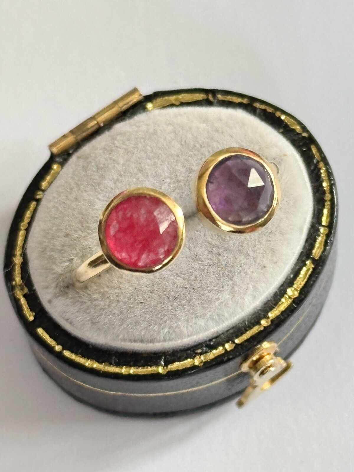 Vintage 18ct Gold Vermeil On Sterling Silver Ruby Amethyst Ring