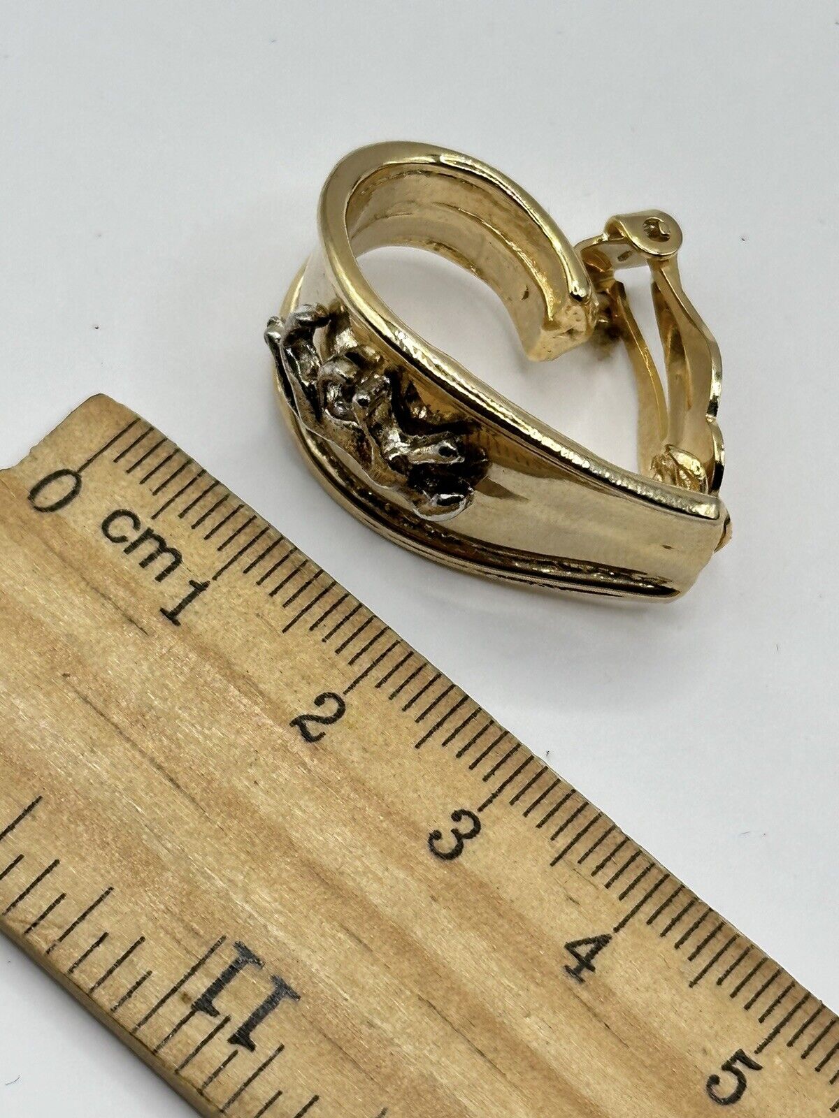 Vintage Gold Silver Tone Panther Clip On Earrings