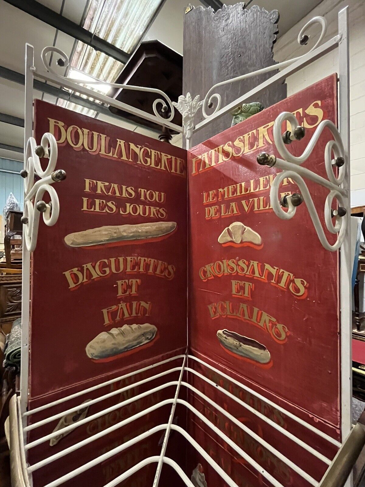 French Bakers Shelves With Hand Painted Decoration.