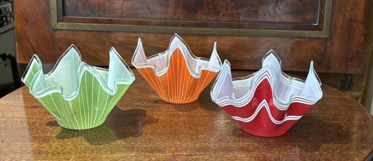 Mid Century Glass Hankkerchief Bowls