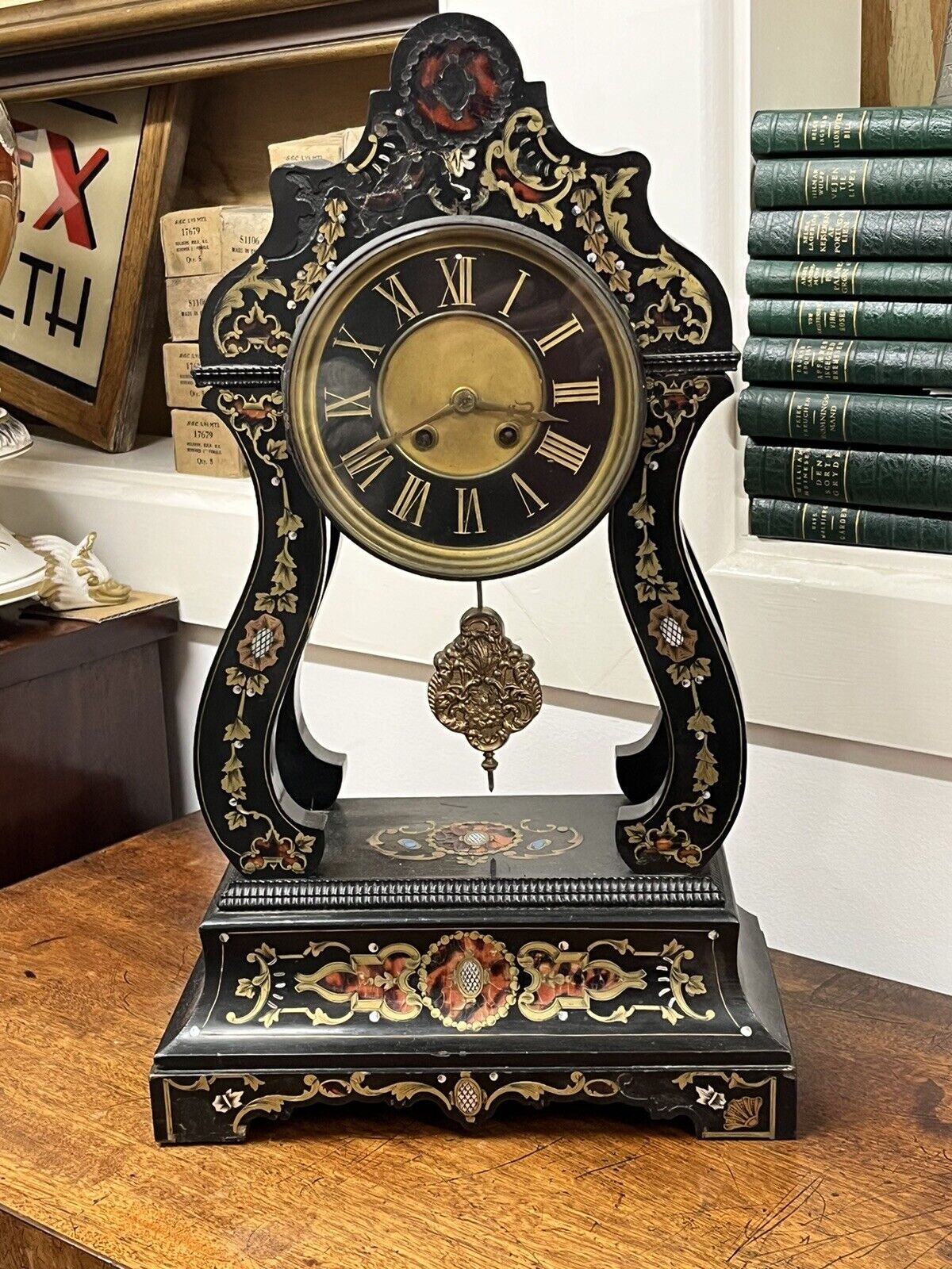 French Antique Boulle Clock. Chines On A Bell. In Working Order.