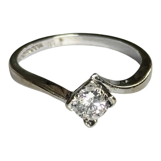 Vintage 9ct White Gold 0.10ct Solitaire Diamond Engagement Ring