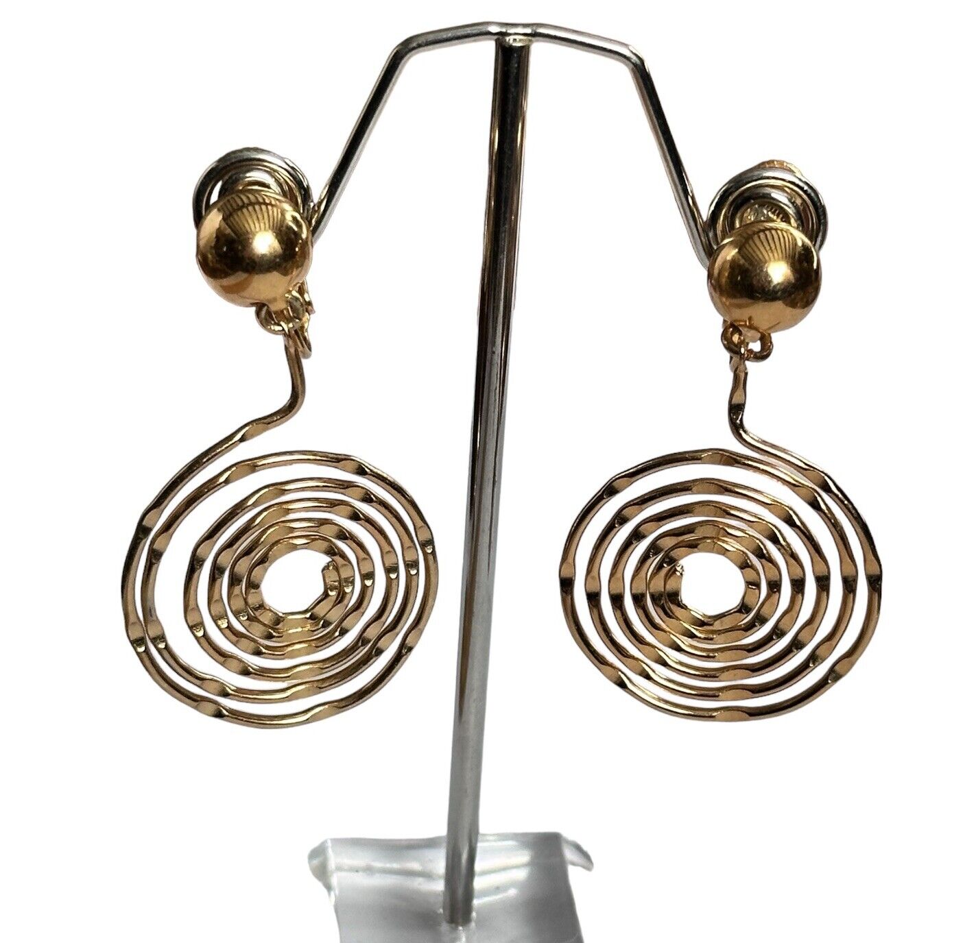 Vintage Napier Screwback Clip On Swirl Dangle Earrings