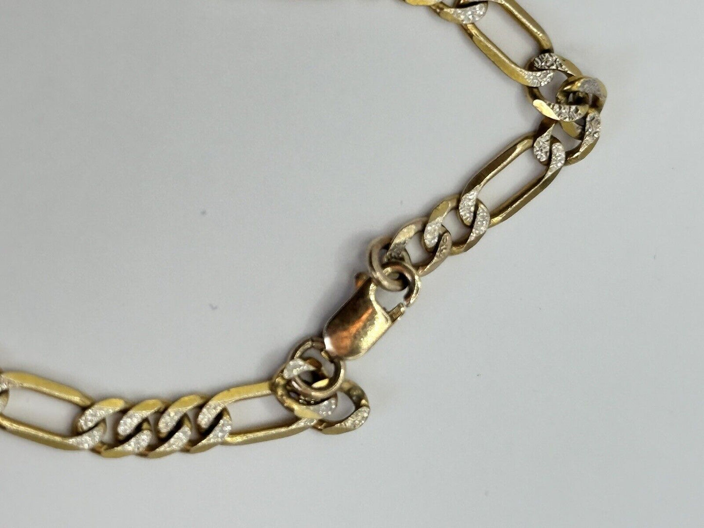 Vintage 9ct Gold Diamond Cut Figaro Bracelet 4.83g