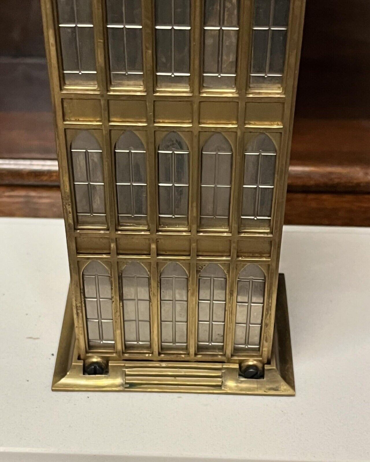 Big Ben Brass Skeleton Clock With Case And Key. LARGE IN SIZE