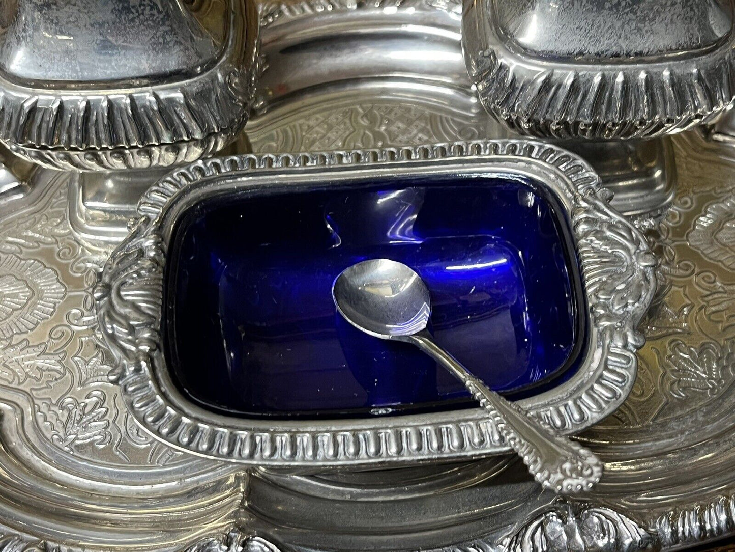 Silver Plate Condiment Set. In Original Box