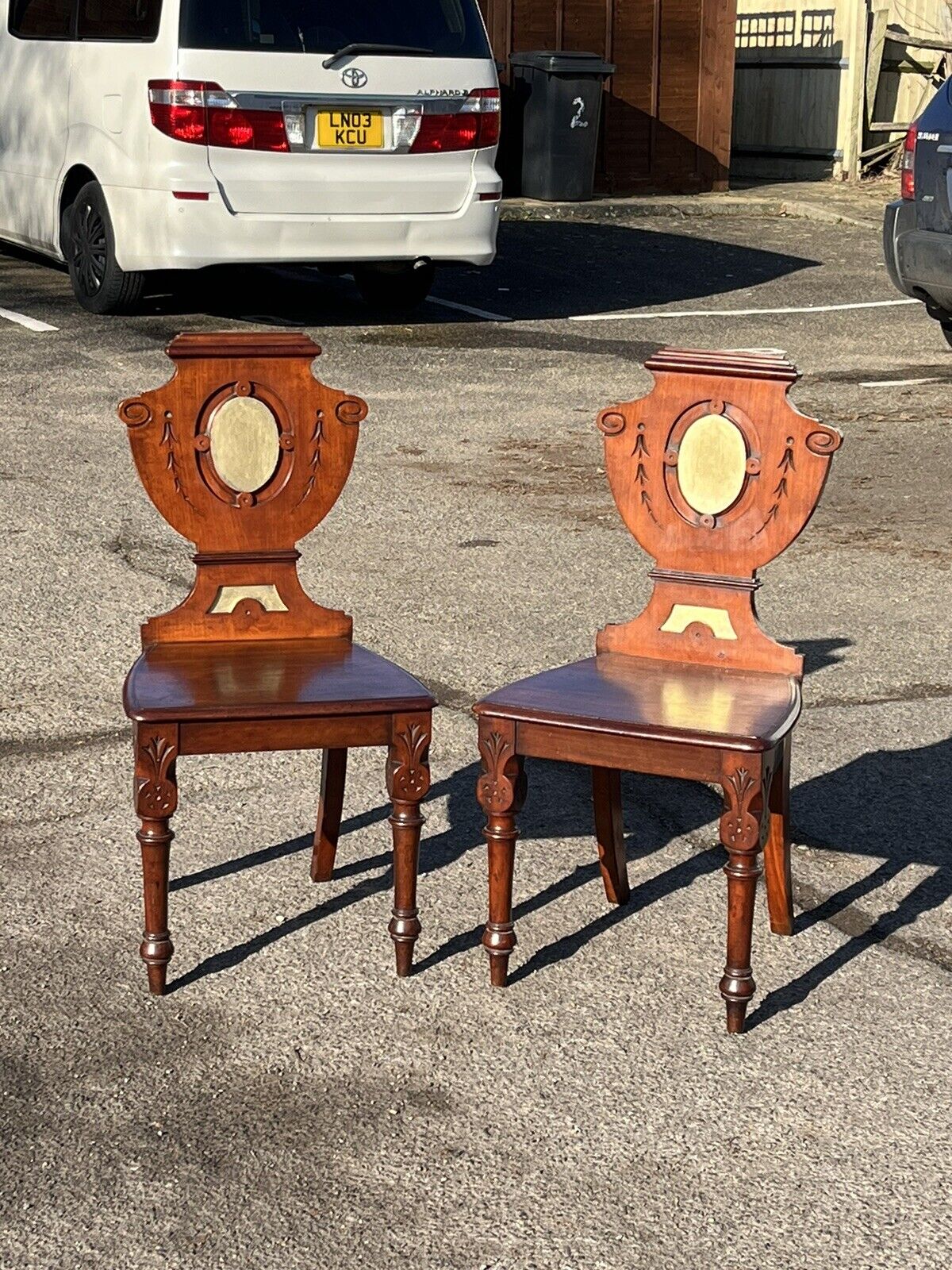Victorian Shield Back Mahogany Hall Chairs. Country House Furniture.