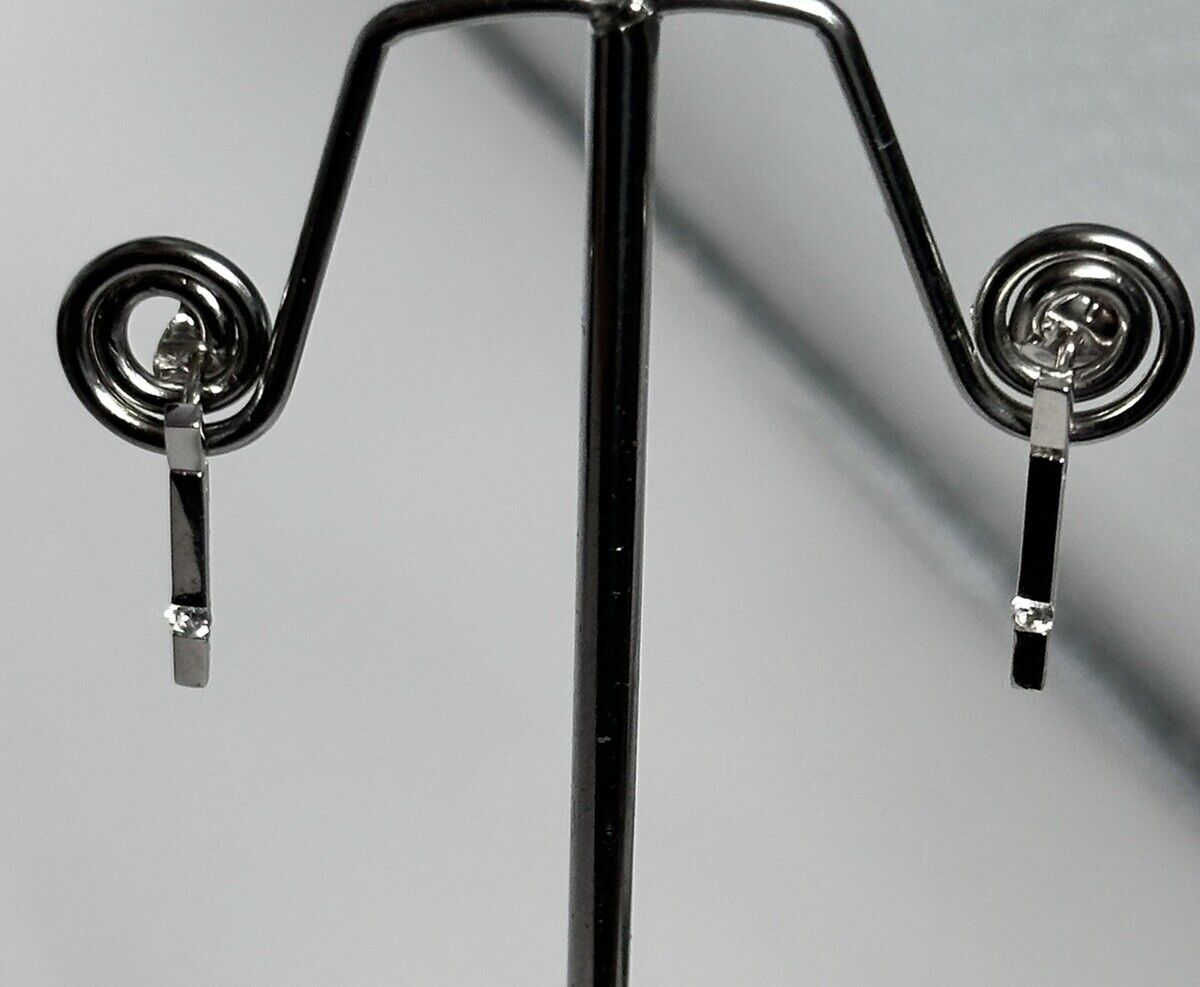 Vintage 9ct White Gold Diamond Drop Earrings